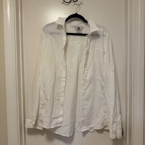 REI Womens XL White Long Sleeve Button Down UPF 40+ Hiking Shirt